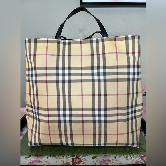 Burberry Handbags - Burberry Classic Check Beige and Black Plaid Tote